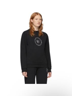 Sporty & Rich Sweatshirt Black Crewneck Minimal Logo Oversized Unisex Size S